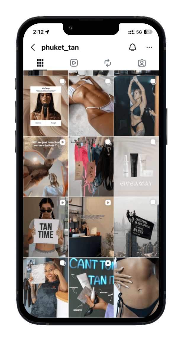 Examples of Phuket Tan social media content created by Studio Eleven